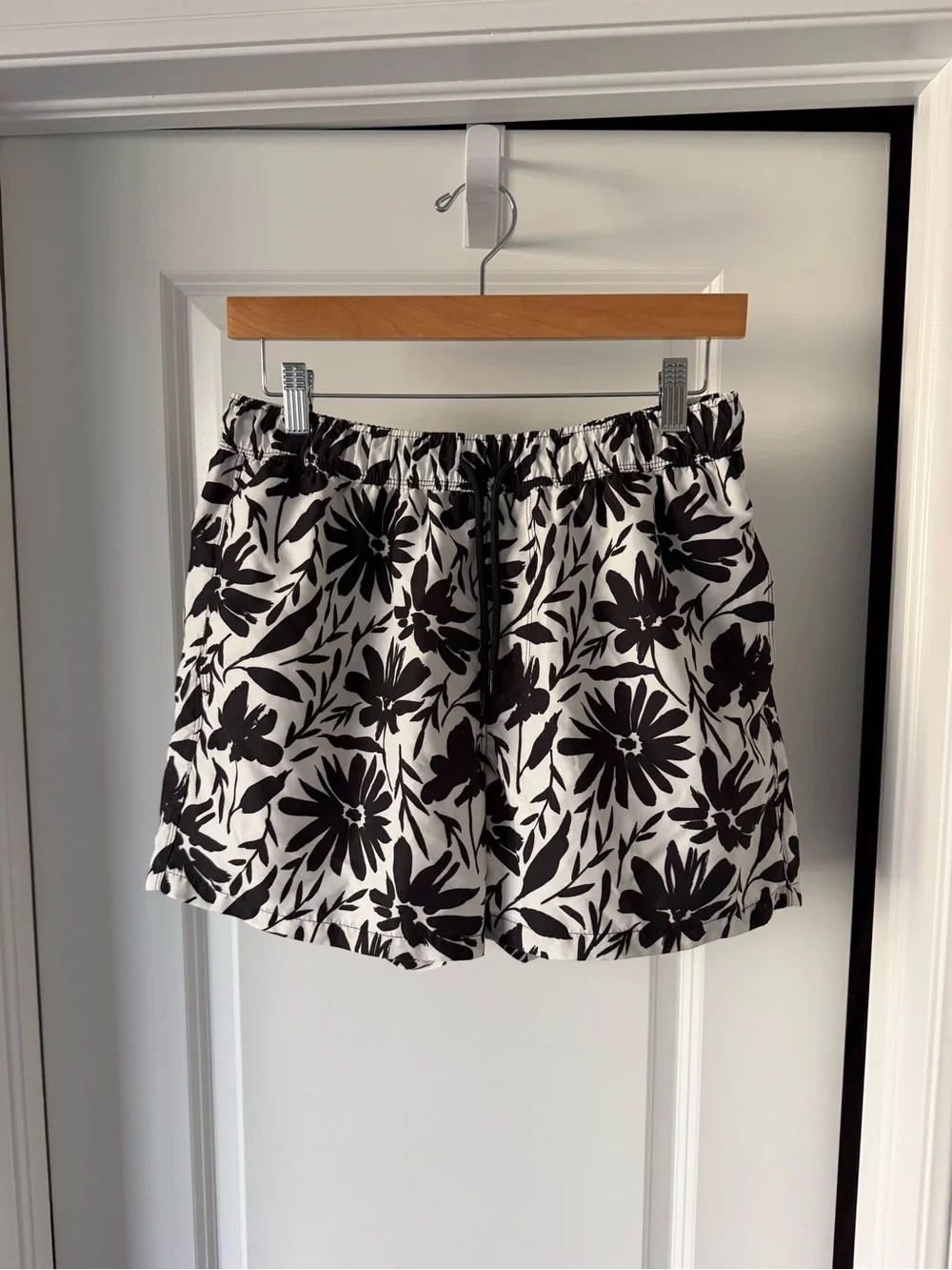 ASOS Black and White Floral Elastic Waist Shorts